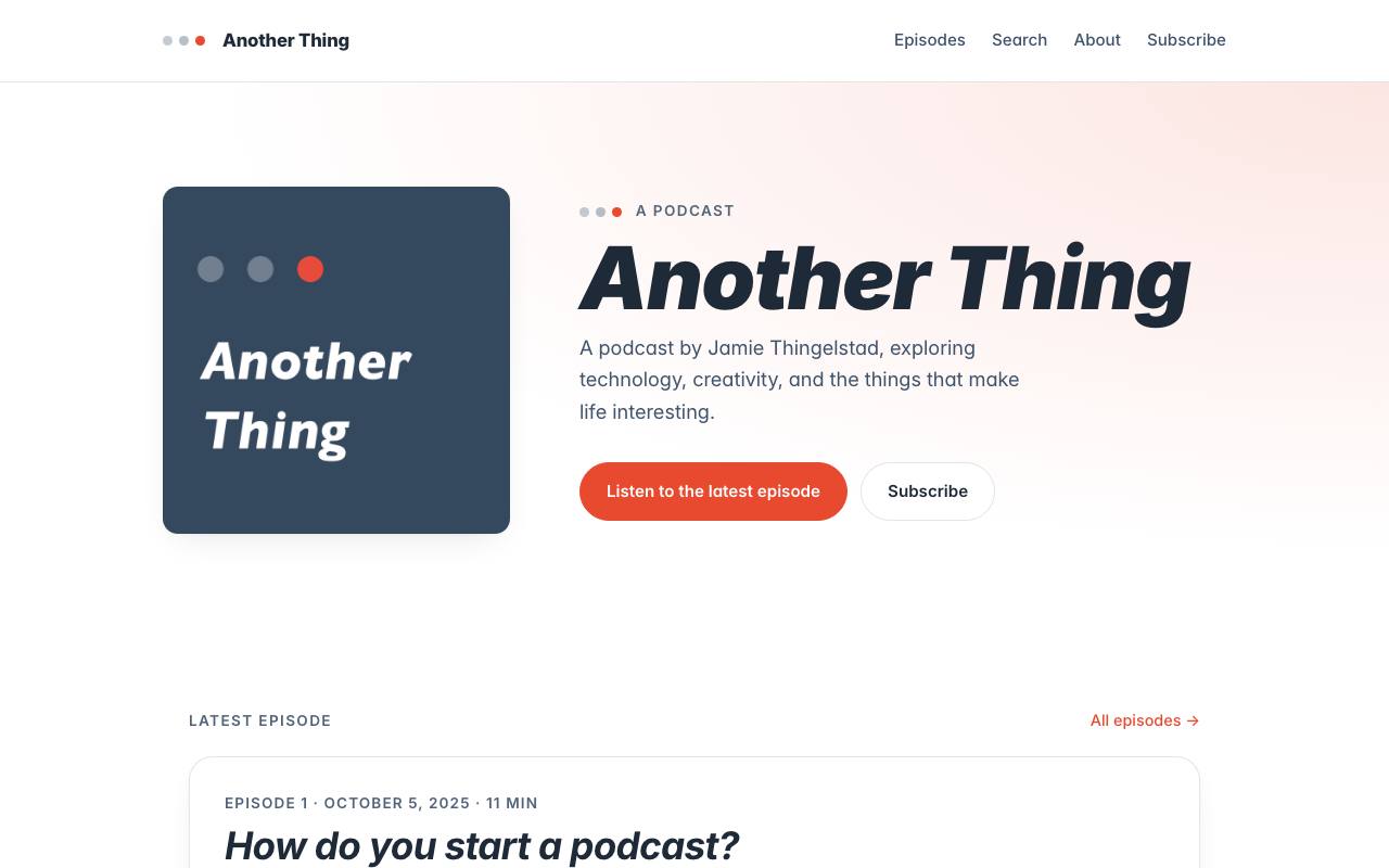 The front page of another.thingelstad.com on Oct 20, 2026