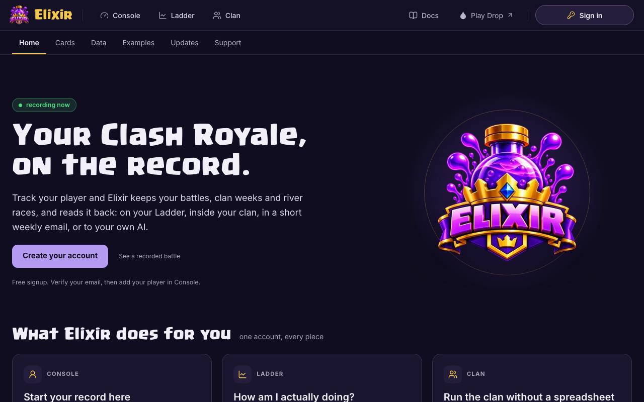The front page of elixir.poapkings.com on Oct 20, 2026