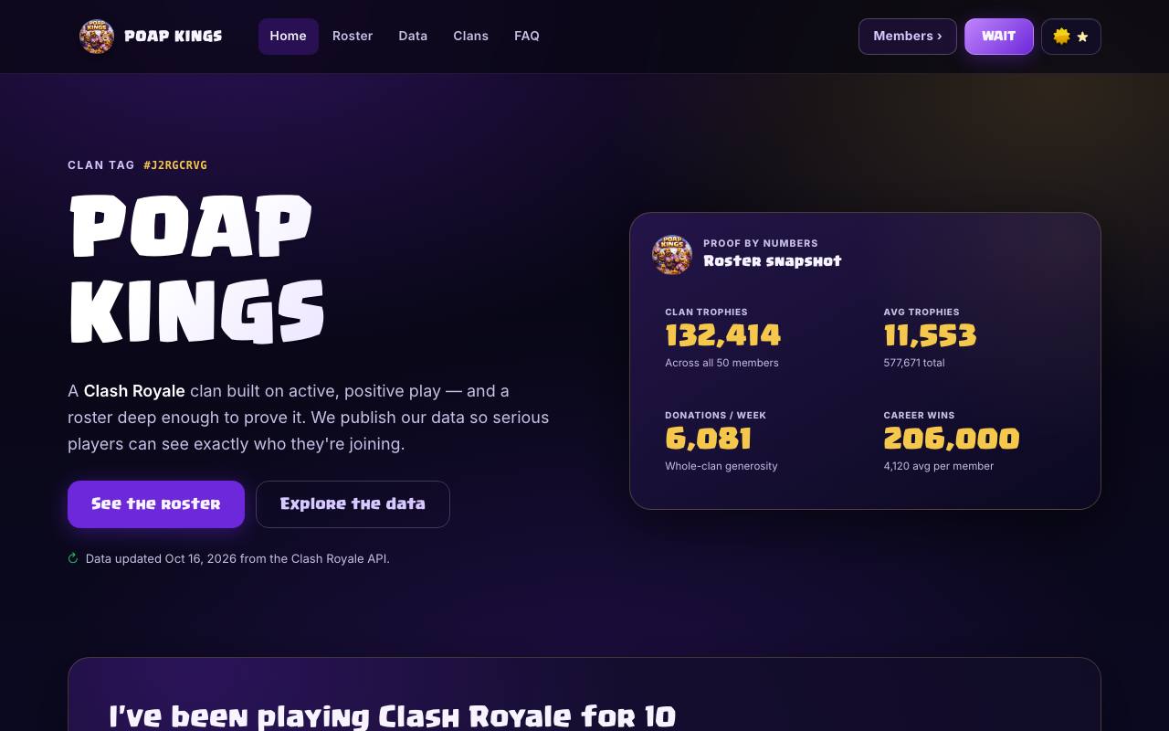 The front page of poapkings.com on Oct 20, 2026